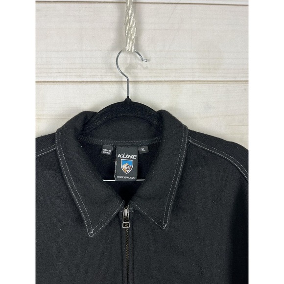 Kuhl Jacket Mens XL Black Boiled Merino Wool Full Zip Bomber Outdoor Hiking - Picture 4 of 8